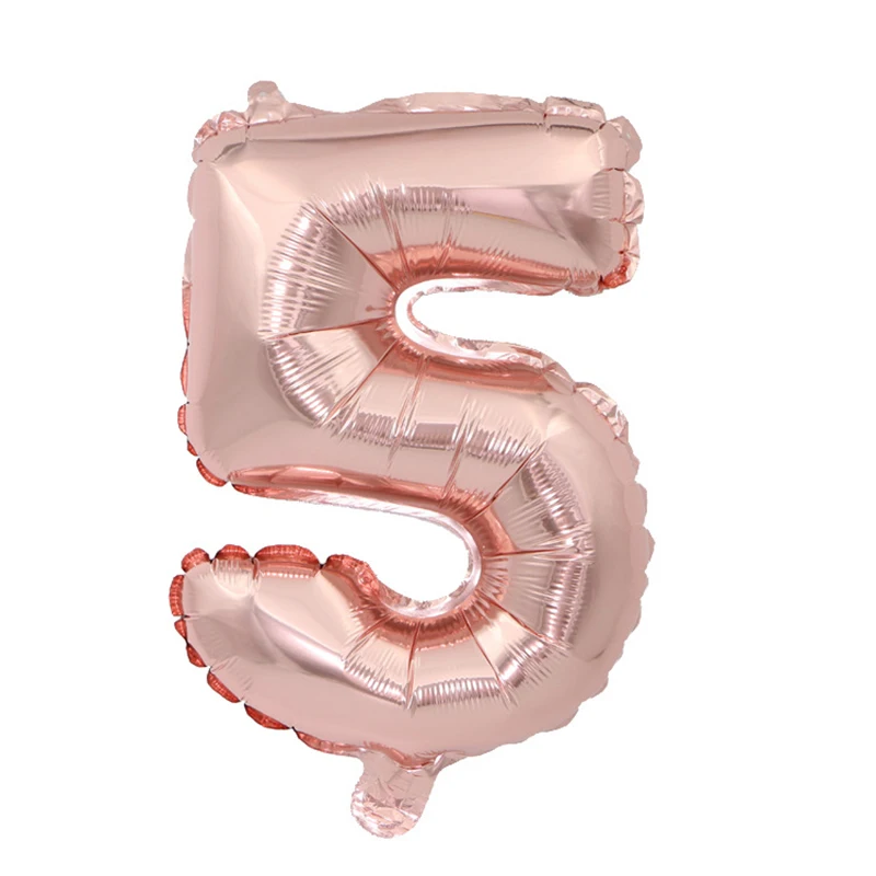 16 inch Rose Gold Digit Foil Balloons Number Air Balloon Inflatable Toys Wedding Birthday Decorations Event Party Supplies