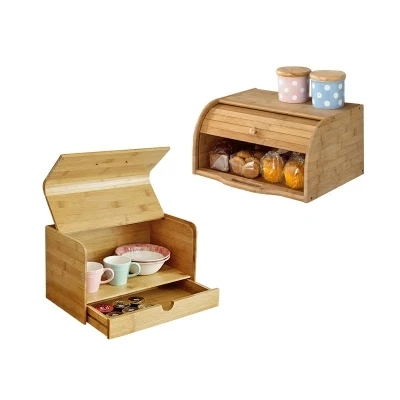 Quality Kitchen Solid Wood Bamboo Dustproof Bread Snack Food Storage Box