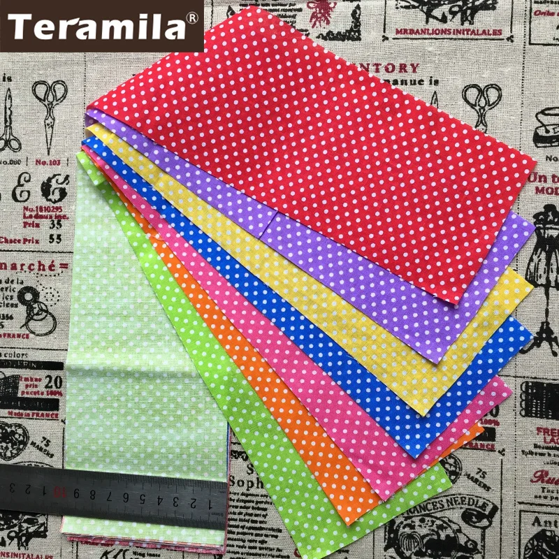 7 PCS 9cmx50cm Dots 100% Cotton Jelly Roll Fabric Strips New Arrival Sewing Textile Sets Patchwork Quilting Doll's Cloths Tildas