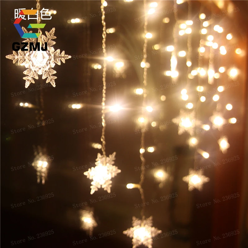 10M 100LED Holiday Lighting LED Fairy Lights Christmas Wedding Party Decoration String Light Snow Flakes Home Outdoor Waterproof