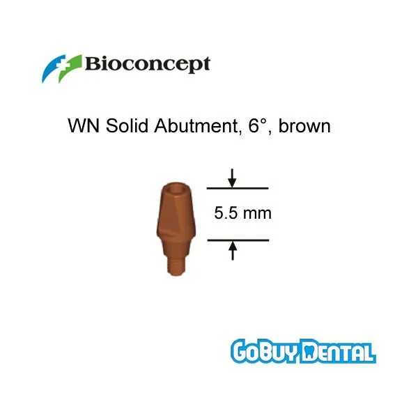 Straumann Compatible Bone Level WN Solid Abutment 6 degrees, height 5.5mm, brown(Wide Neck) 033020