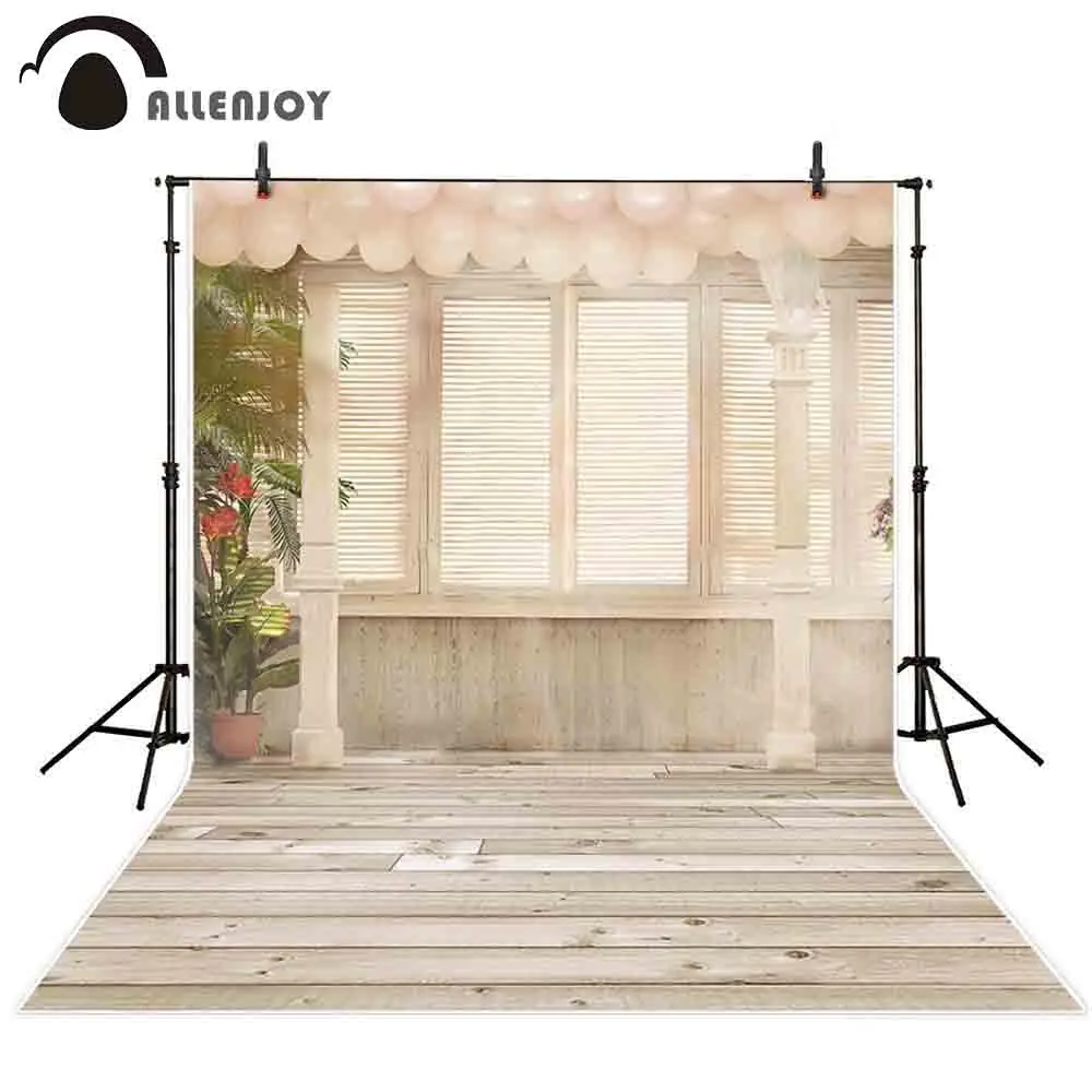 

Allenjoy photography photophone white wood window balloon indoor backdrops photo studio photographic background photocall