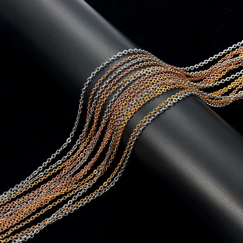 10pcs/lot Stainless Steel 1.5/2mm Necklace Chains Steel Black Gold Rose Gold Multicolor Color Flat Chain for DIY Jewelry Making