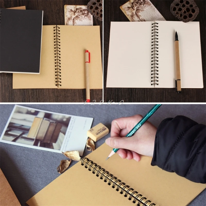 Reeves – carnet de croquis à spirale, papier Kraft blanc pour carnet de notes