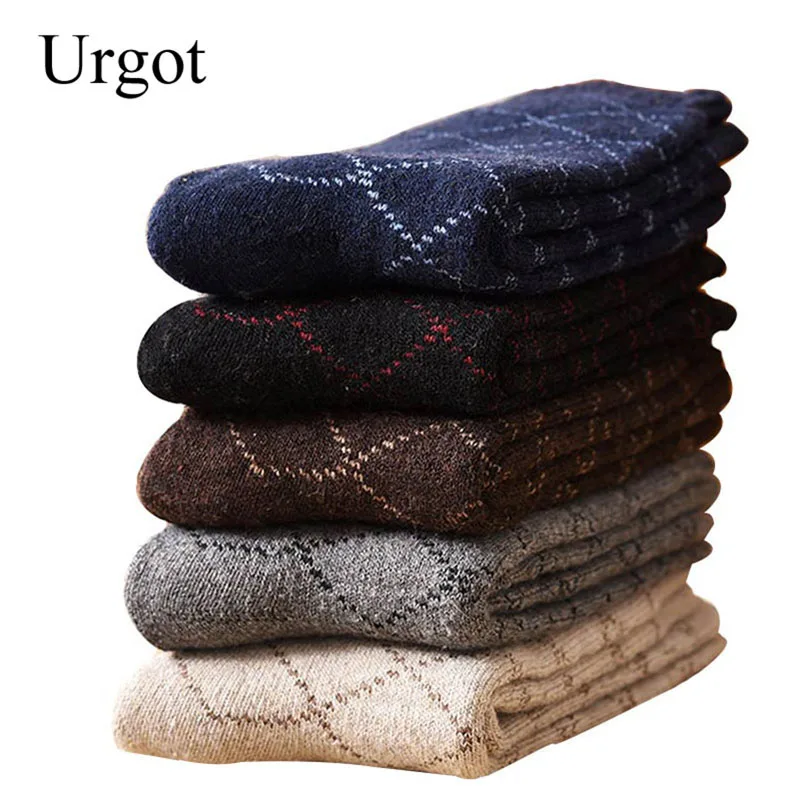 

Urgot 5 Pairs Funny Colorful Men Socks Vintage Striped Totem Teenager Wool Blend Warm Winter Socks Men Suit Business Socks Women