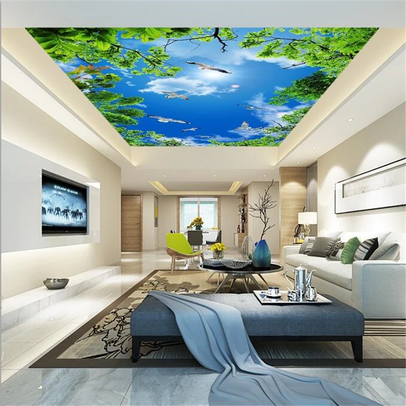 wellyu Custom Large Wallpapers 3d обои Atmosphere Blue Sky White Cloud Seagull Living Room Bedroom Zenith Murals 3d wallpaper