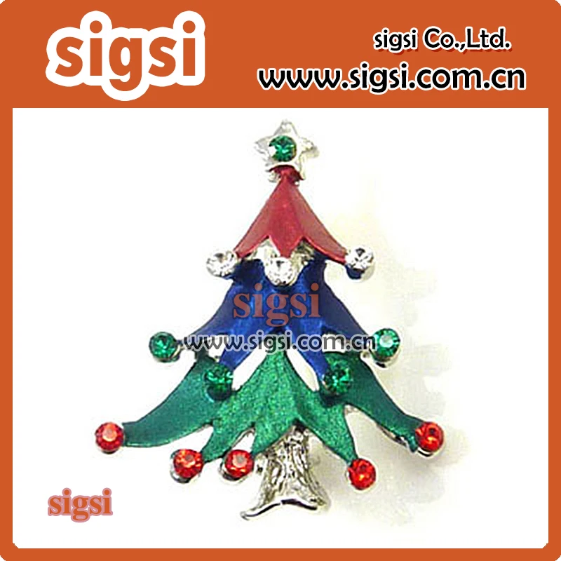 

Metal acrylic christmas tree rhinestone brooch