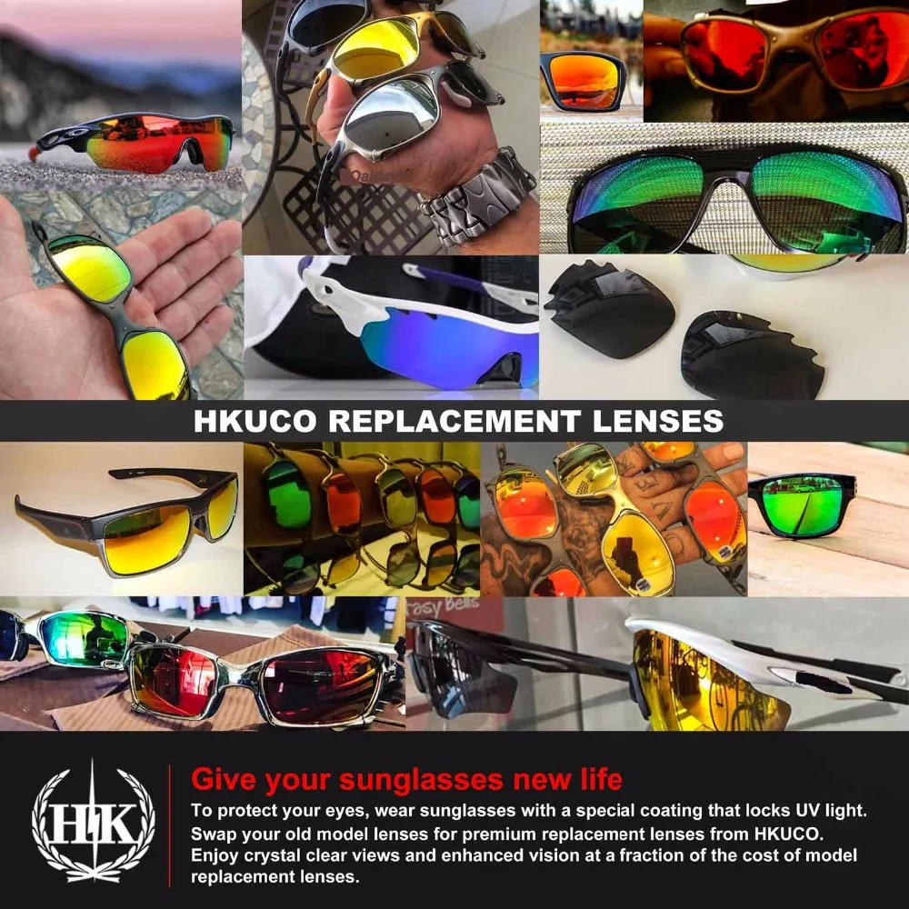 HKUCO For Breadbox Sunglasses Polarized Replacement Polarized Lenses- Blue/Gold 2 Pairs