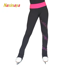 Custom design skating costume girl pants crystal black roller performance training figure skating pants