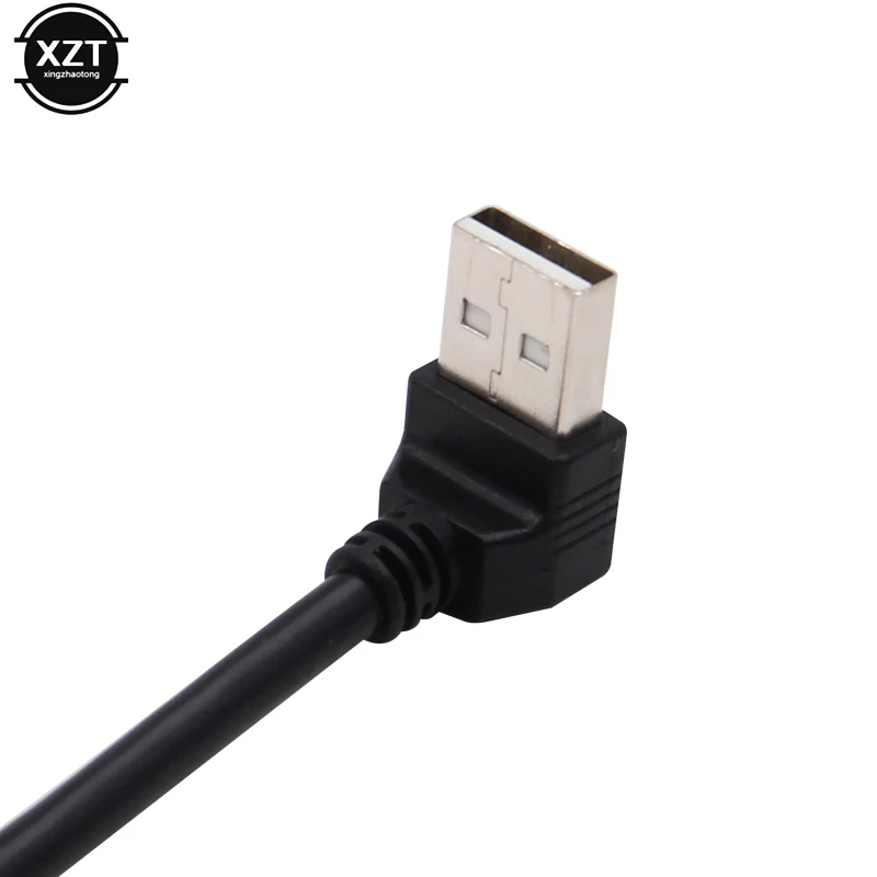 USB 2,0 EIN Mann zum Weiblichen 90 Abgewinkelt Verlängerung Adapter kabel USB 2,0 männlich zu weiblich up/unten 25cm Schwarz kabel