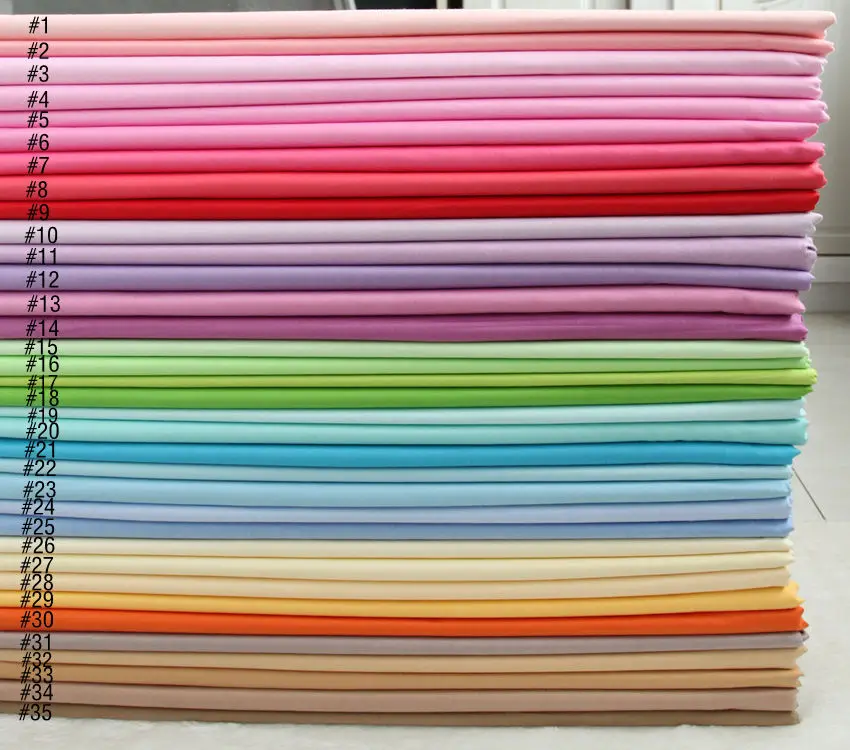 Delicate Yellow/Pink/Green/Blue/Red Solid color 100%cotton Quilting fabric Clothes Home Textile Bedding Sewing Doll Cloth DIY