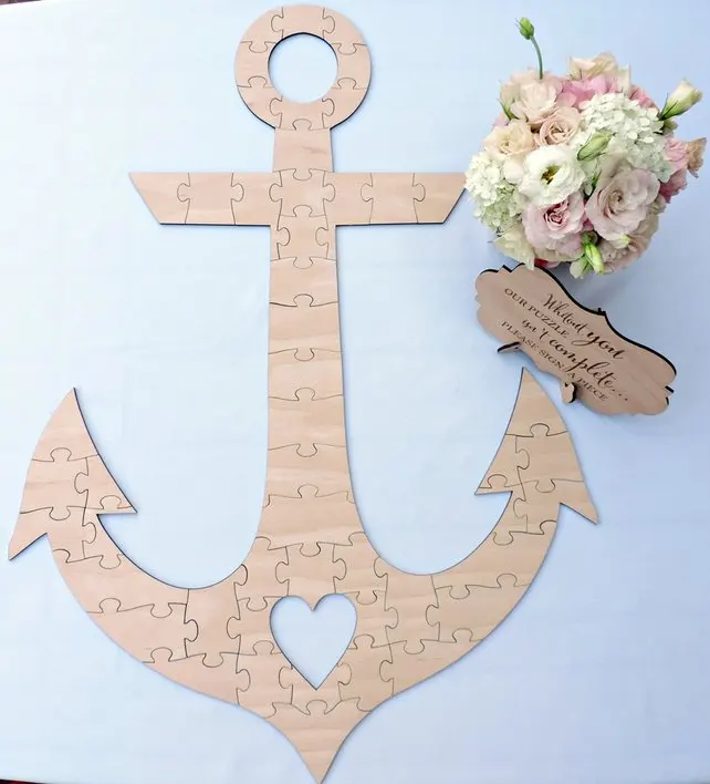 Anchor Wedding Guest Book Puzzle, Wood Puzzle Guest Book, Custom Wedding Guest Book Puzzle, Wooden Wedding Puzzle, Anchor Guest