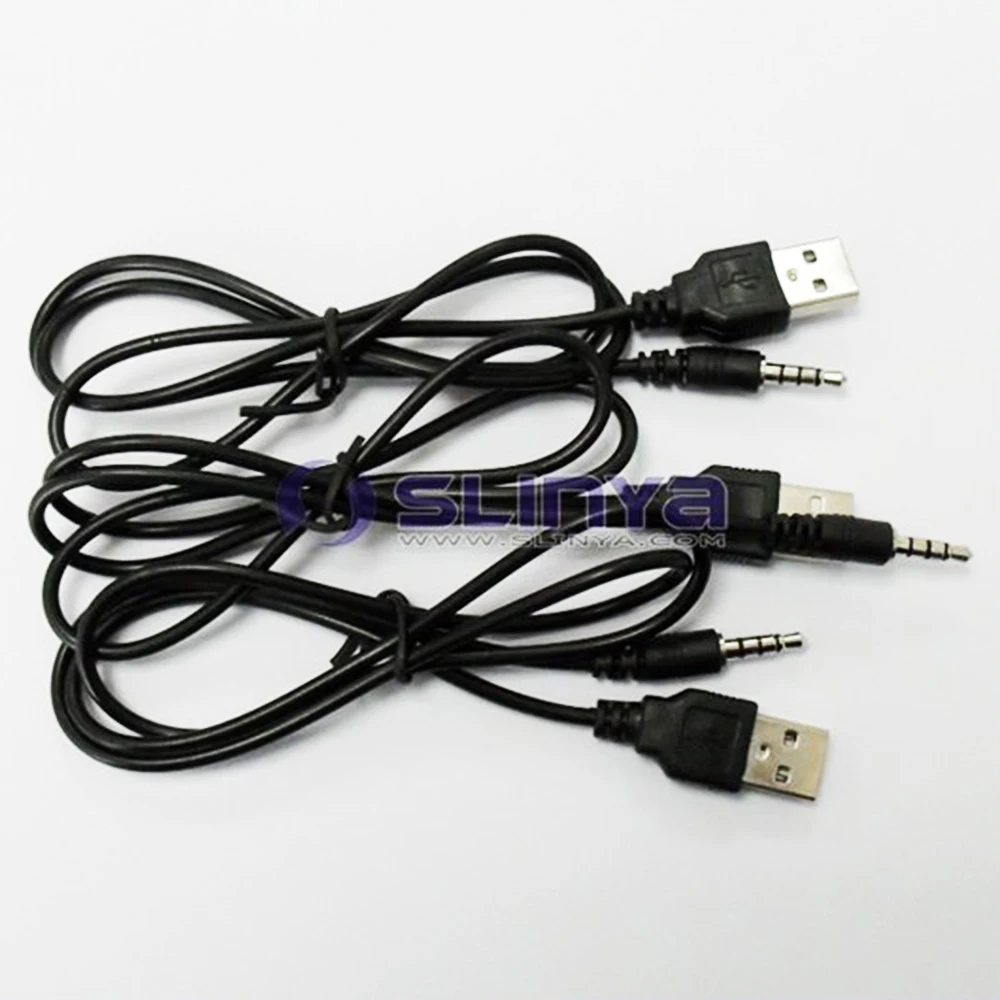 10 unids/lote de 1M USB macho a 3,5mm macho, Cable adaptador de conector de Audio para auriculares de 3,5mm, Cable auxiliar de Audio a USB 2,0, Cable de carga macho