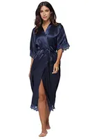 Summer Lace Patchwork Satin Kimono Robe Sexy Sleepwear Lingerie Chemises Women Silk Long Nightgown Wedding bridesmaid Robes - Image 5