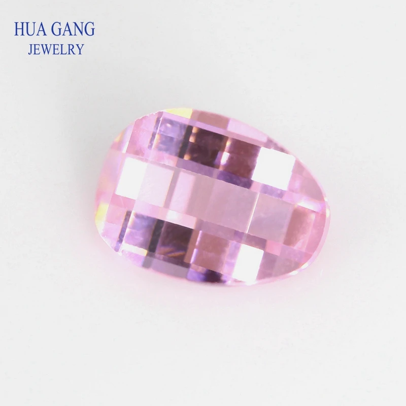 Pink Ingots Shape Cubic Zirconia Brilliant Cut Loose CZ Stone Synthetic Gems Beads For Jewelry 5x7mm-7x9mm