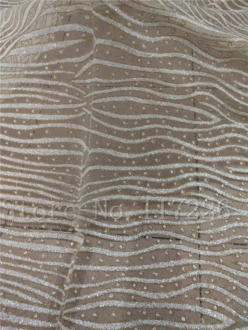 

Good looking 5yards hand print glitter tulle mesh lace fabric JRB-72103 for wedding dress in off white