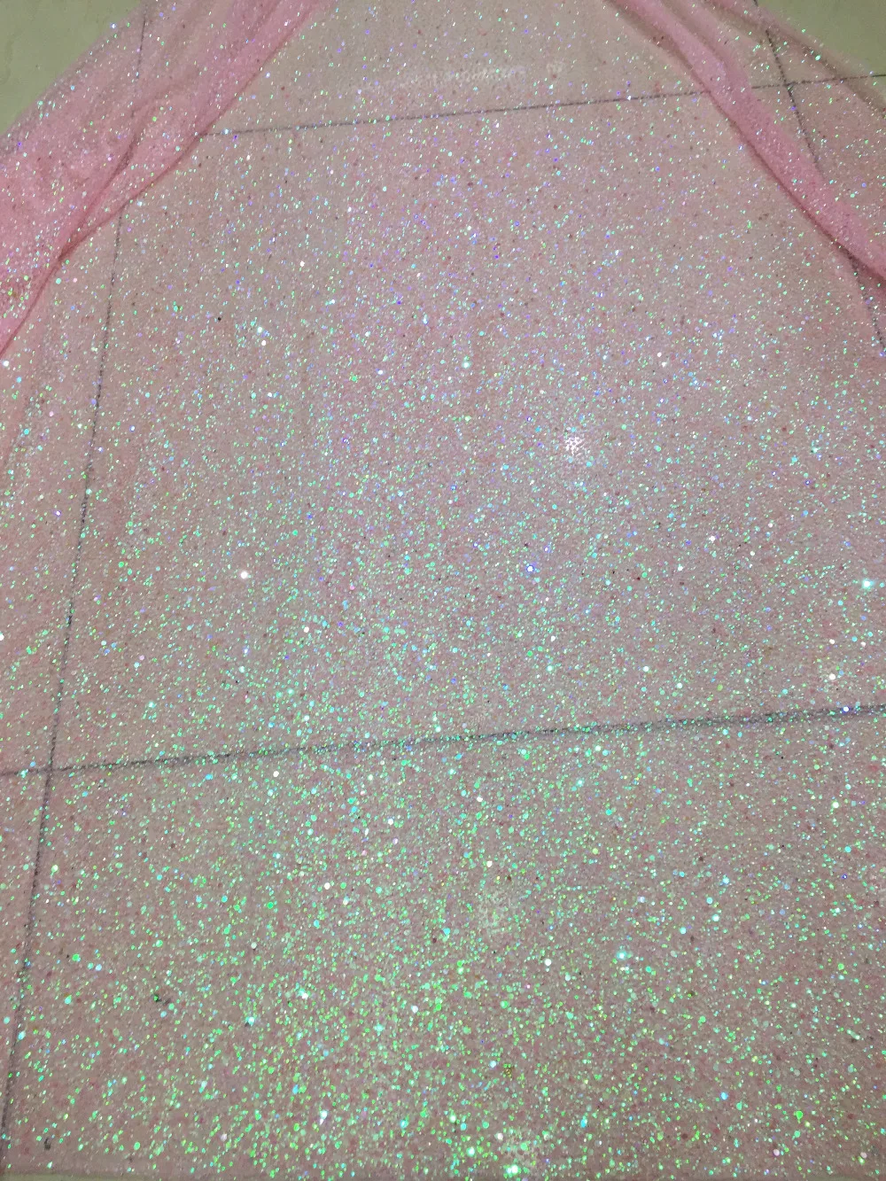 

5 yards bzh0014 pink dot dobby glued sparkle glitter mesh net tulle lace fabric for sawing /evening dress