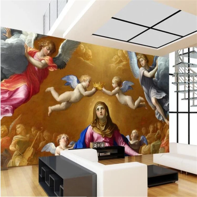 wellyu  wall papers home decor Custom wallpaper  European Christian church painting TV background wall papel de parede infant