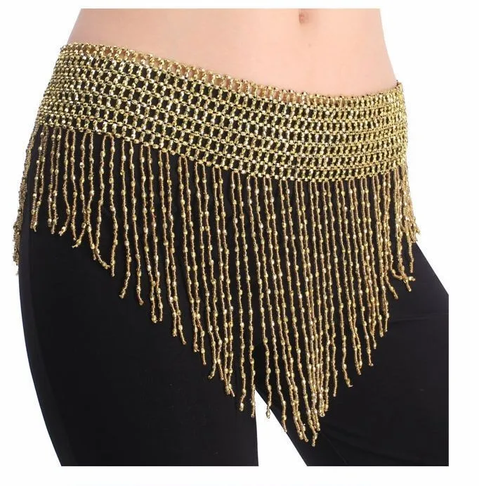 2018 Hot Selling Women Belly Dance Costume Hip Skirt Scarf Wrap Waist Belt Adult Dancewear Waist Chain Golden/Silver