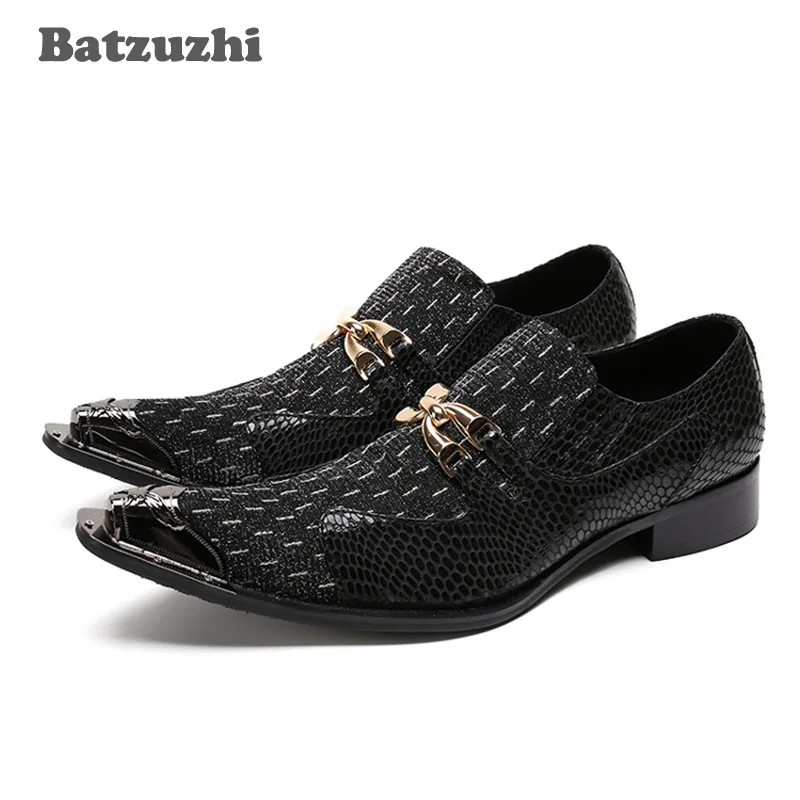 

Batzuzhi Luxury Men Shoes Metal Toe Mens Dress Shoes Black Leather Wedding Shoes Men Office Suit Shoe Zapatos Hombre, Size US12