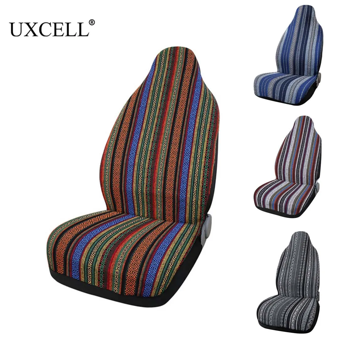 

Uxcell 13color Baja Bucket Front Seat Cover Universal Stripe Colorful Saddle Blanket Seat Covers Protectors for Car Truck & SUV