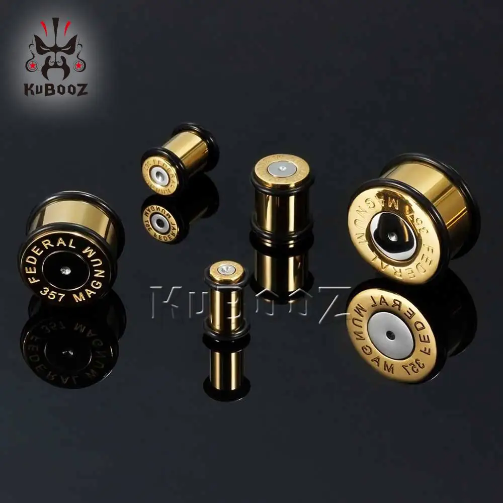 KUBOOZ Ear Piercing Plugs Tunnels Stretchers Stainless Steel Fashion Body Jewelry Expanders Gauges Earrings 6-25mm One Pair