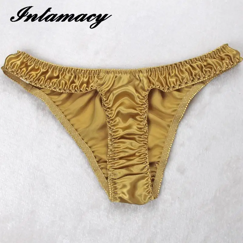 100% Silk  Simple Sexy Thong T Low Waist Pants Breathable Silk Underwear