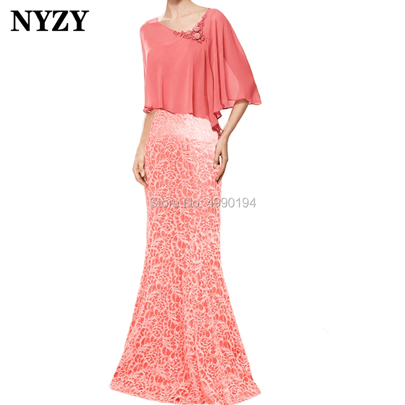 NYZY-vestido de encaje para madre de la novia, manga del Cabo, color verde esmeralda, M159D, novedad, 2019