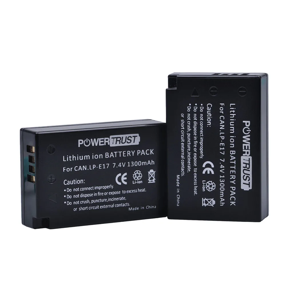 PowerTrust LP-E17 LPE17 LP E17 Battery + LCD USB Charger with Type C Port for Canon EOS M3 M5 M6 Rebel T6i T7i EOS 77D 750D