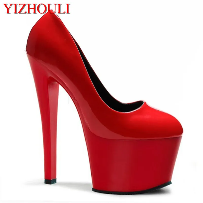 Special offer single shoes 17cm super high heels model show round head paint and ankle new shoes