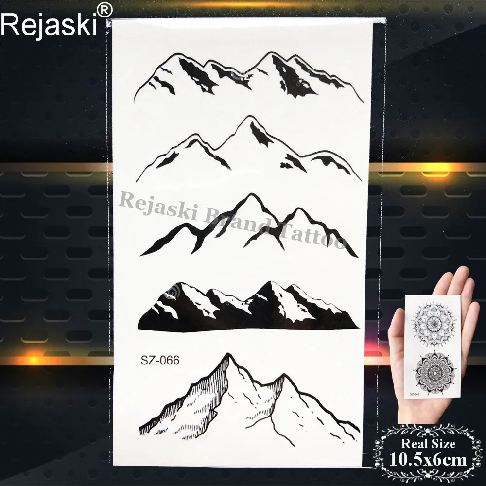 Rejaski Black High Mountain Tattoo Stickers Men Body Arm Painting Temporary Tattoo Women Hands Makeup Tip Waterproof Tatoos Hill