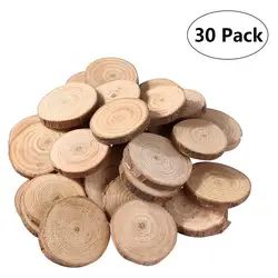 30pcs 3-4CM Natural Wood Slices Logs For DIY Crafts Wood Tree Rings Rustic Wedding Decoration Wooden Pile Ornaments