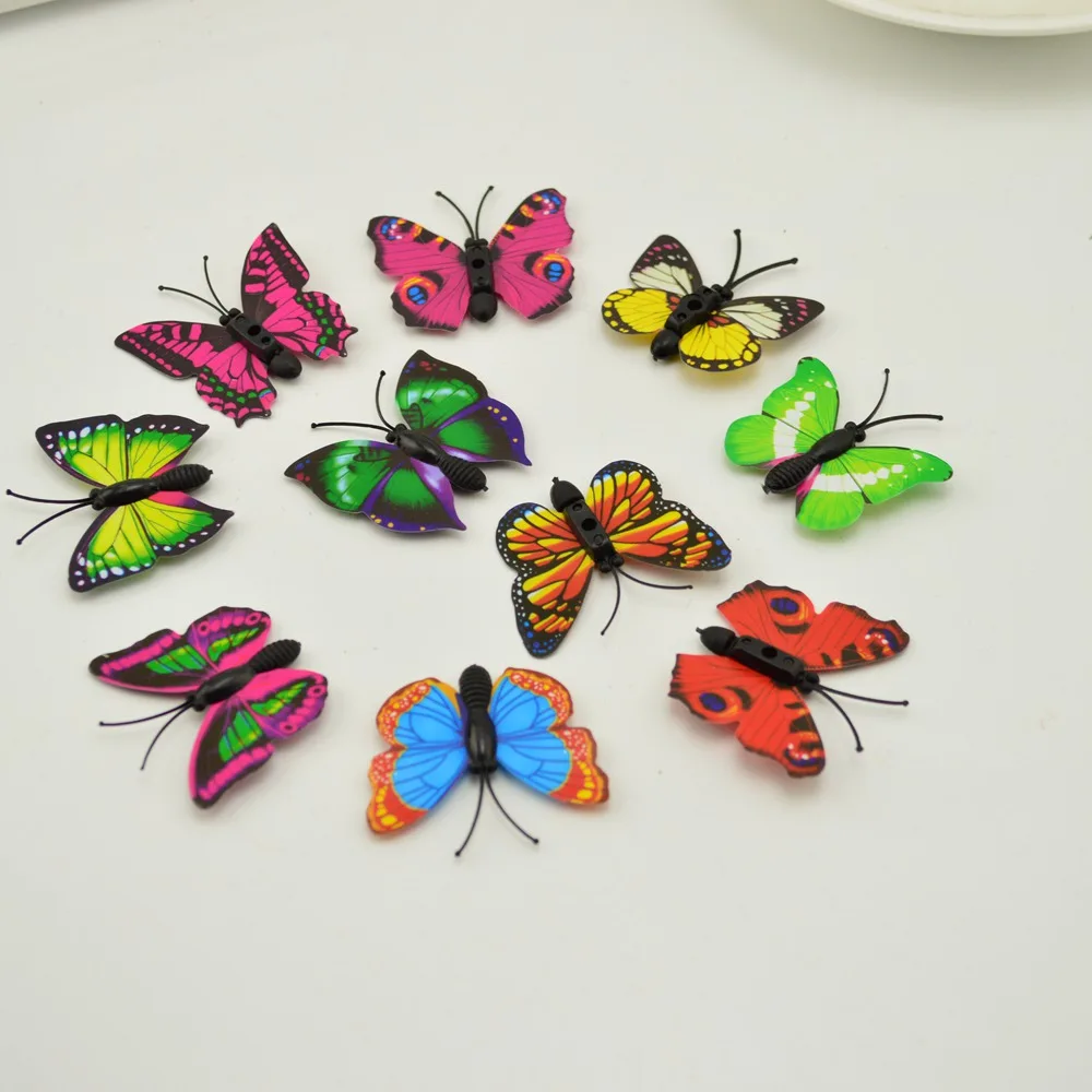 40pcs 3D PVC 4CM Simulation Butterfly Wall Wedding Valentine Home Decora Diy Stickers Art Decals TV Fridge Kids Toys Multicolor