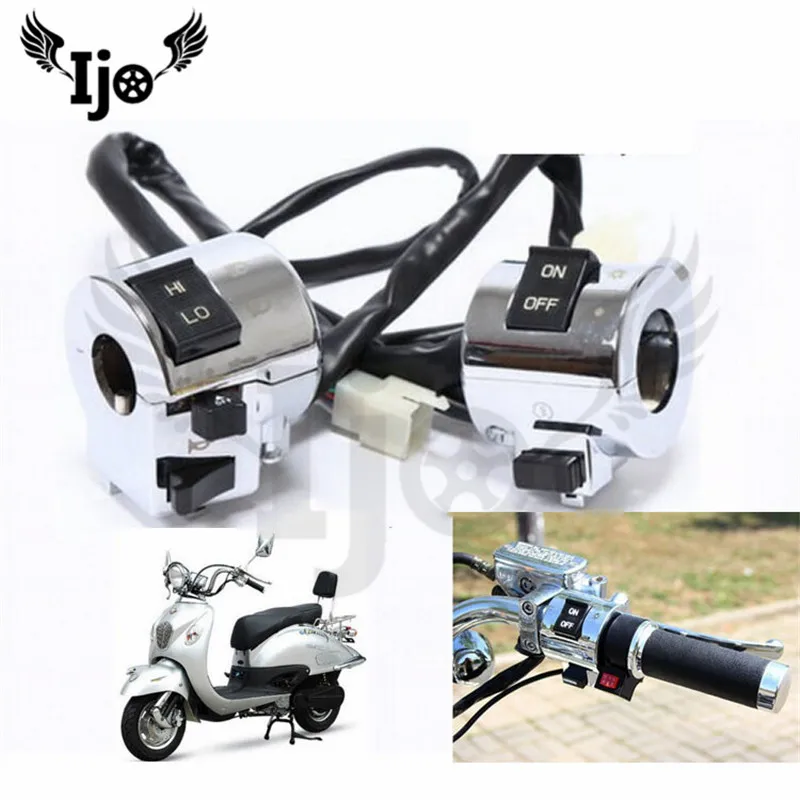 brand chrome silver 25MM moto switches motorbike handlebar controller for Honda Yamaha scooter switch motorcycle accessories