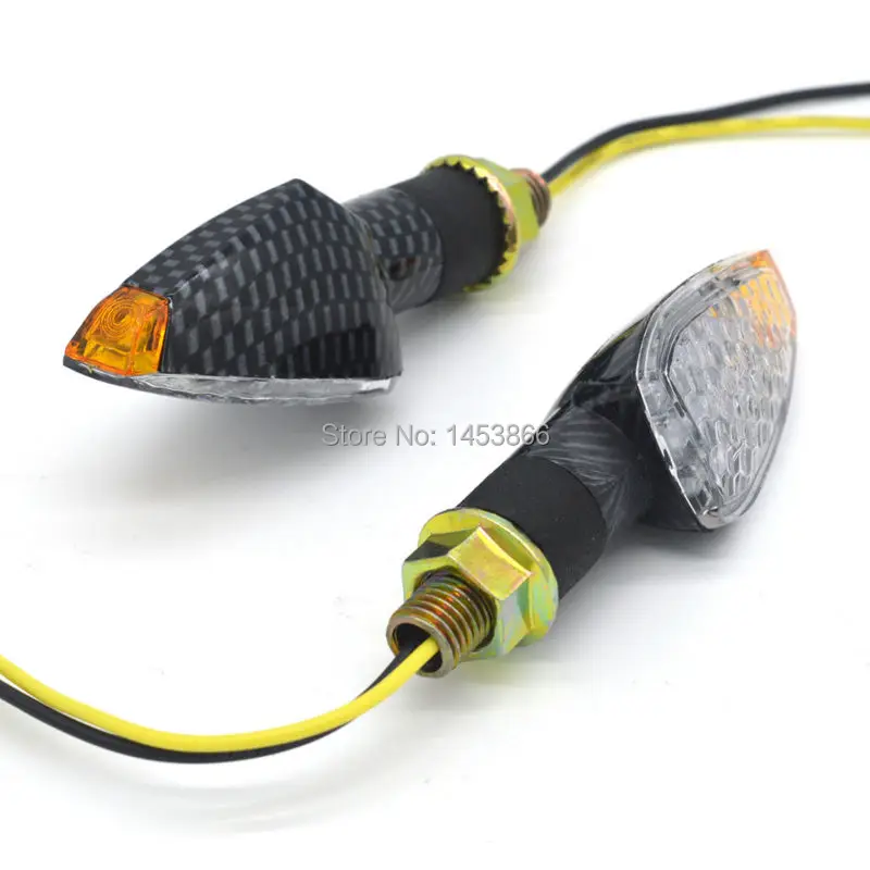 2 pairs 4 Pieces Carbon Motorcycle 12V 2W 14 LED Turn Signal Light for BMW Ducati Aprilia Moto Guzzi Buell