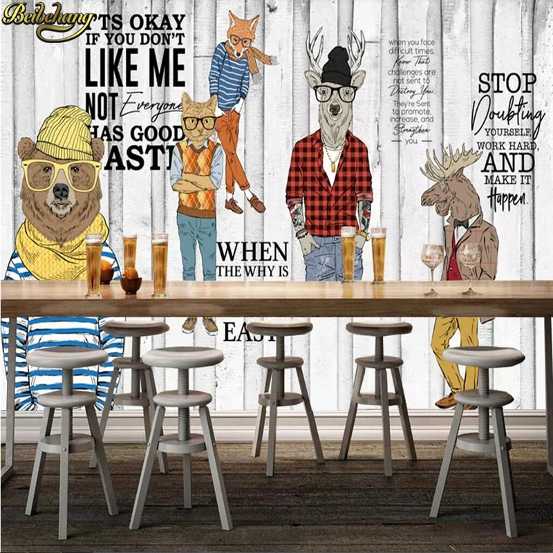 beibehang Custom 3d wallpaper mural white wood grain trend animal clothing tooling Custom wall papers home decor papel de parede