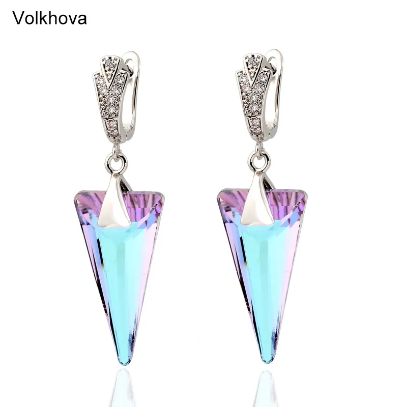 

Luxury Quality Jewelry Luxury Fashion Jewelry Triangle Crystal Exquisite Long Drop Earrings For Women Accessories