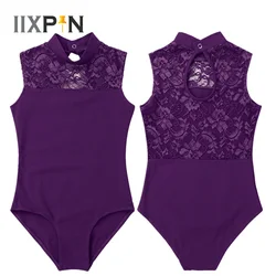 IIXPIN niñas Ballet tutú leotardo vestido de Ballet sin mangas cuello tortuga espalda de encaje Ballet danza gimnasia leotardo tutú profesional