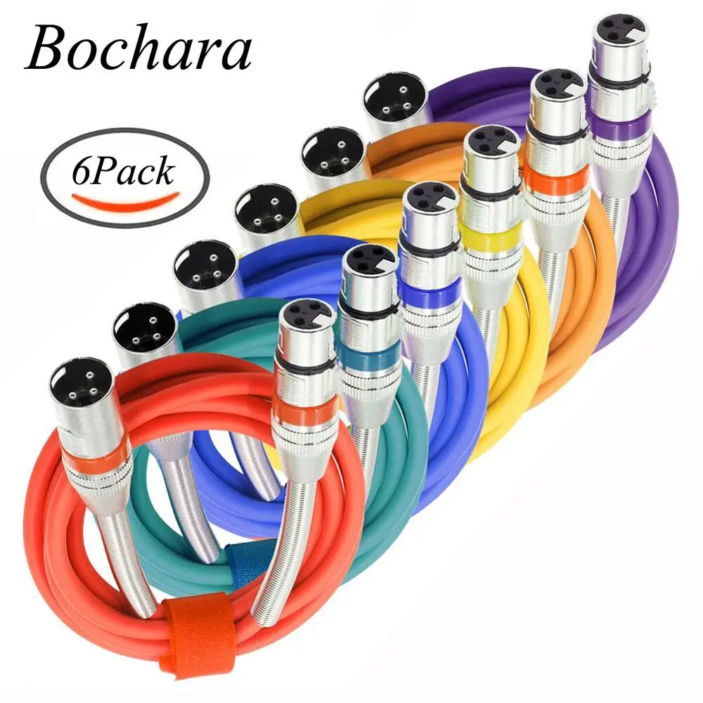 Bochara kabel xlr męski na żeński kabel Audio M/F OFC do wzmacniacza mikrofonowego folia + pleciony ekranowany sprężyna śrubowa 6Pack