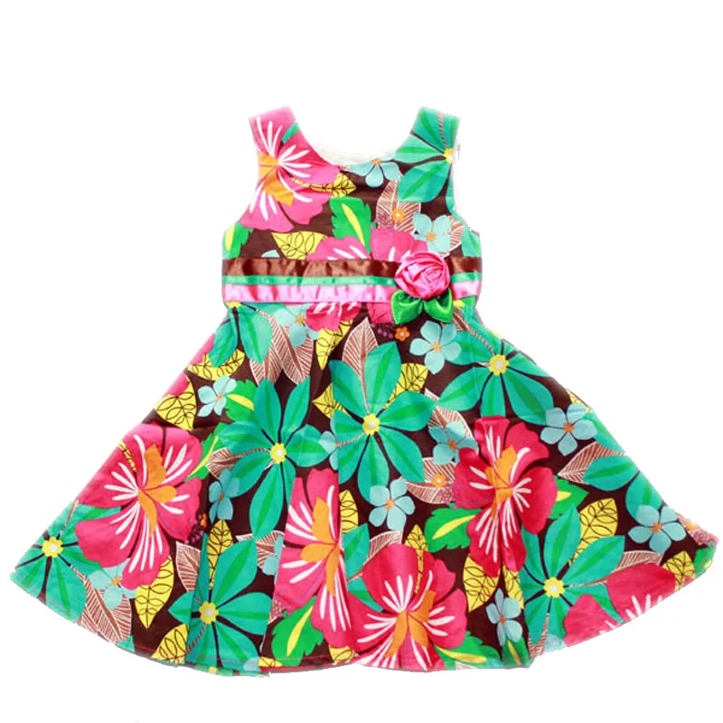 2023 Girls' Flower Tank Top Dress Summer Children's 100% Cotton High Quality Dress 2-7t