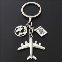 1PC Earth Airplane Keychains No Matter Where Pendant Travel Keyring Friendship Best Friend Jewelry Diy Handmade