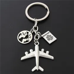 1PC Earth Airplane Keychains No Matter Where Pendant Travel Keyring Friendship Best Friend Jewelry Diy Handmade