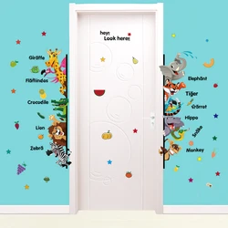 Cartoon Animals English Wall Stickers For Kids Children Room Home Decor Wallpaper Kindergarten Interesting Decoration Art Decals