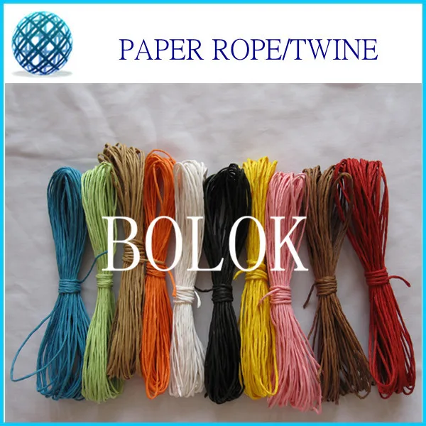 Craft paper rope 100pcs/lot 10yards/bundle, decorative paper rope,color paper twine for gift packing