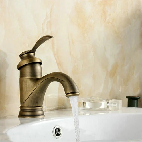 

Bathroom Basin Mixer Taps Antique Brass Finished Hot and Cold Deck Mounted with ceramic torneiras para banheiro crane AF1056