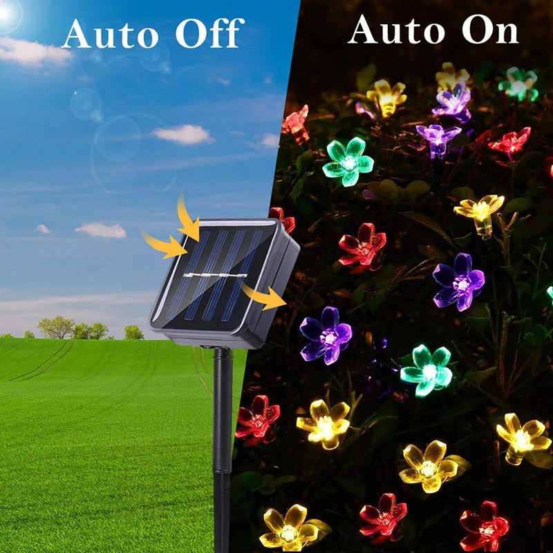 Solar Strings Lights 7M 50 LED Garland Flower Solar Fairy Lights Garden Light For Outdoor Home Lawn Wedding Patio Party Holiday