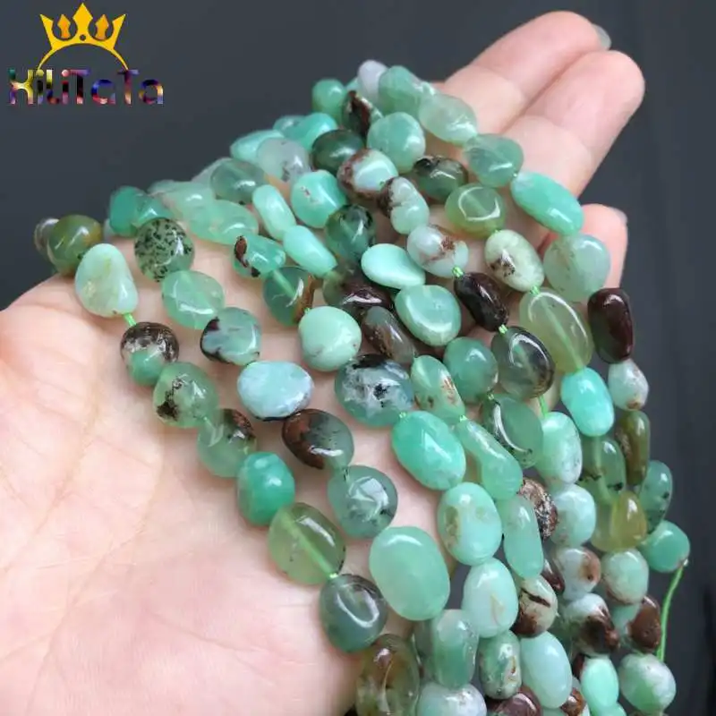 8-10mm Natual Irregular Chrysoprase Australia Jades Stone Beads Loose Spacer Beads For DIY Jewelry Making Bracelet Necklace 15\'\'