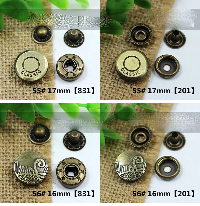 17mm round vintage bronze color metal snap button leather craft bag clothing sewing accessories 50sets/lot