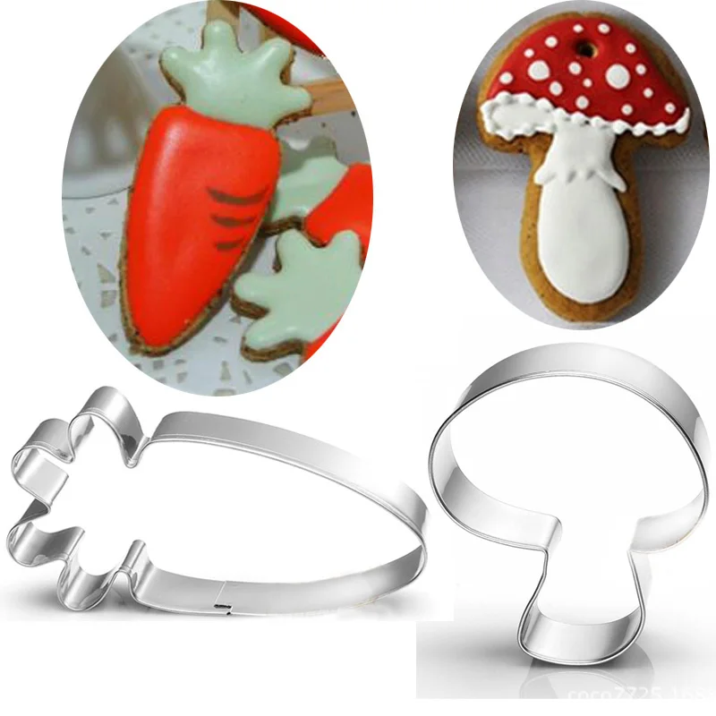 

2pcs Mushroom carrot Moldes Metal Cookie Cutter Fondant Craft Cake Decorating Cooking Tool cortador de biscoito moule patisserie