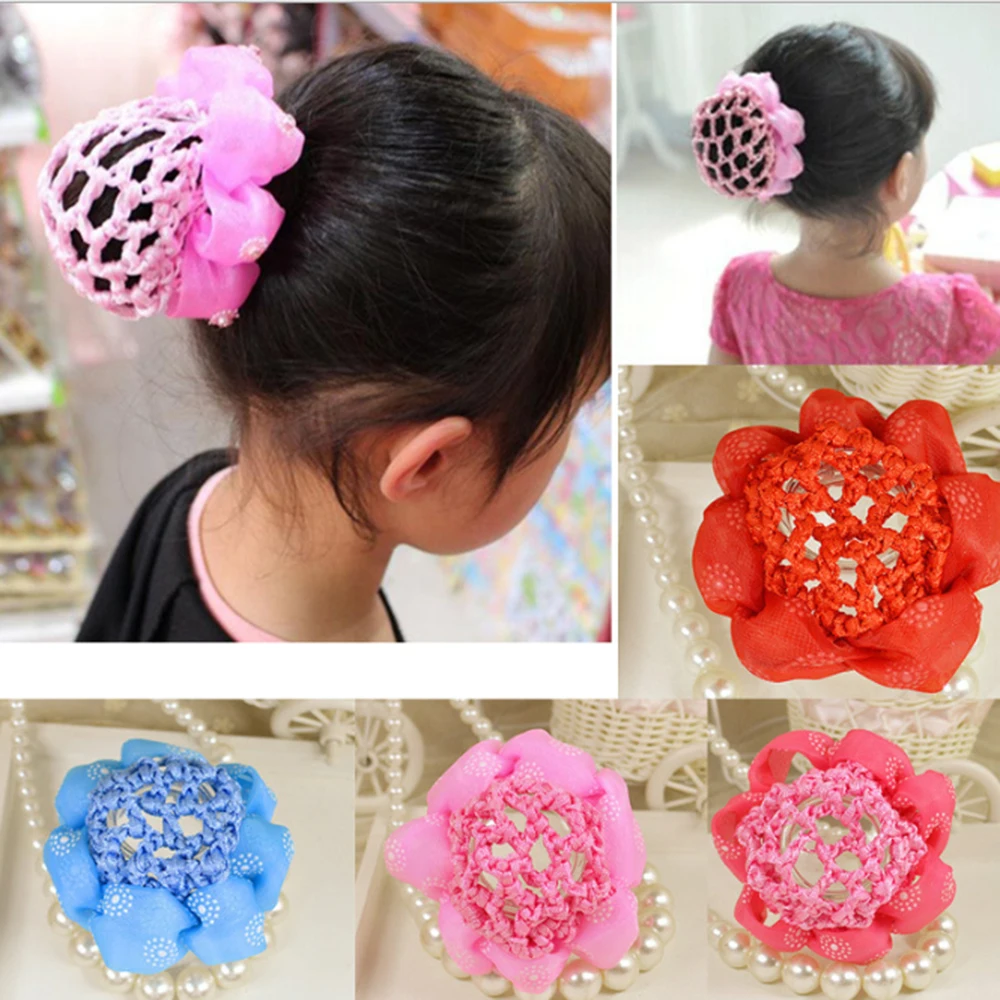 1Pc Hair Net Girls Bun Cover Snood Hair Net Sleep Ballet Dance Skating Crochet Decor Gift Hair Style Hairnets